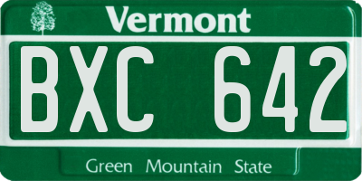 VT license plate BXC642