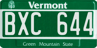 VT license plate BXC644