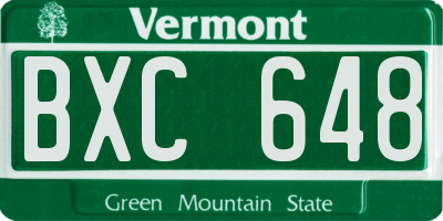 VT license plate BXC648