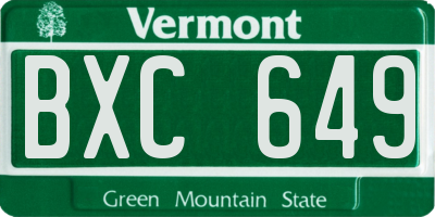 VT license plate BXC649