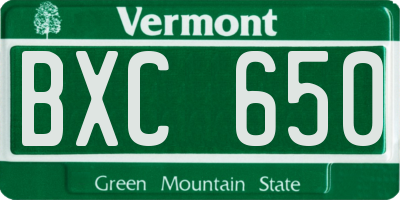 VT license plate BXC650