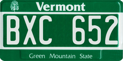 VT license plate BXC652