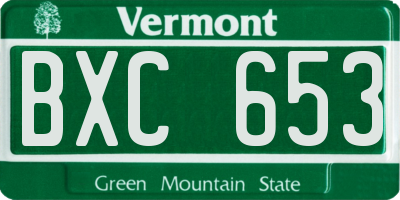 VT license plate BXC653