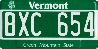 VT license plate BXC654
