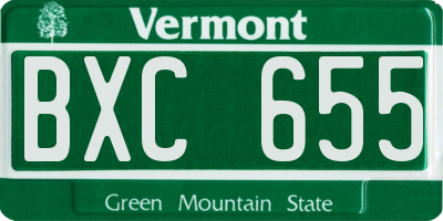 VT license plate BXC655