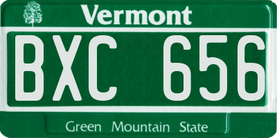 VT license plate BXC656