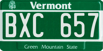 VT license plate BXC657