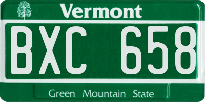 VT license plate BXC658