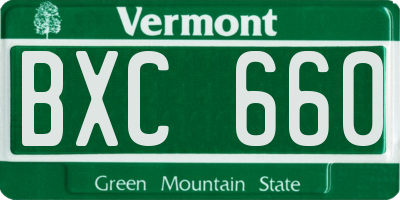 VT license plate BXC660