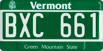 VT license plate BXC661