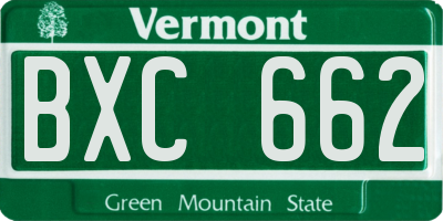 VT license plate BXC662