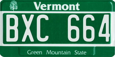 VT license plate BXC664