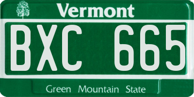 VT license plate BXC665