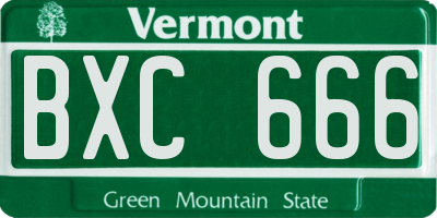 VT license plate BXC666