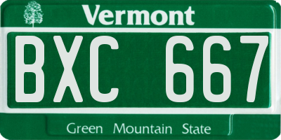 VT license plate BXC667