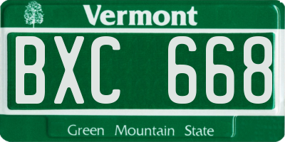 VT license plate BXC668