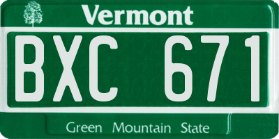 VT license plate BXC671