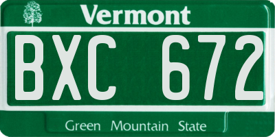 VT license plate BXC672
