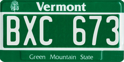 VT license plate BXC673