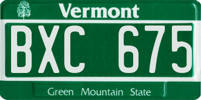 VT license plate BXC675