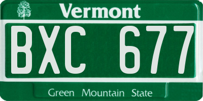 VT license plate BXC677