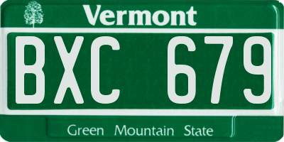 VT license plate BXC679