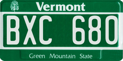 VT license plate BXC680