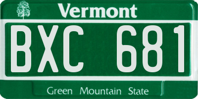VT license plate BXC681