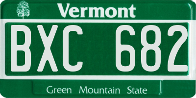 VT license plate BXC682