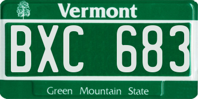 VT license plate BXC683