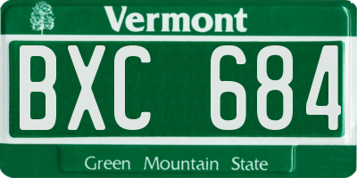 VT license plate BXC684