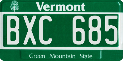 VT license plate BXC685