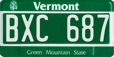 VT license plate BXC687