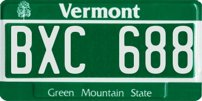 VT license plate BXC688