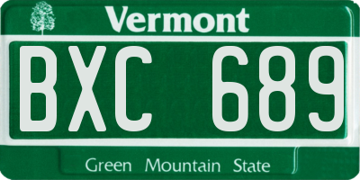 VT license plate BXC689