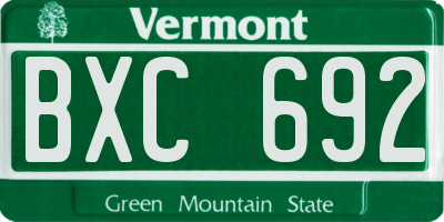 VT license plate BXC692