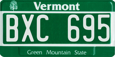 VT license plate BXC695