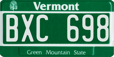 VT license plate BXC698
