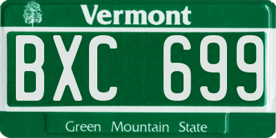 VT license plate BXC699