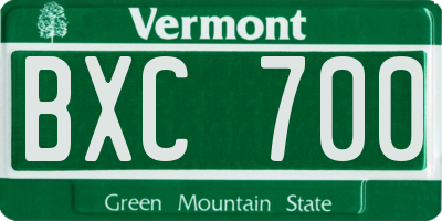 VT license plate BXC700