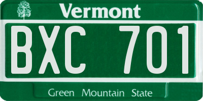 VT license plate BXC701