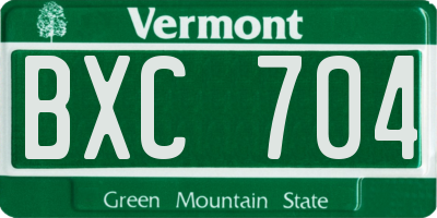 VT license plate BXC704