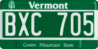VT license plate BXC705