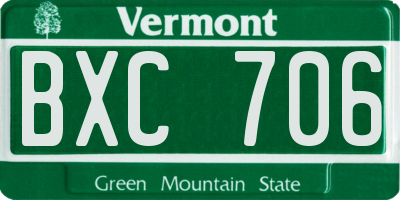 VT license plate BXC706