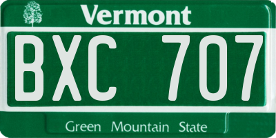 VT license plate BXC707