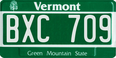 VT license plate BXC709