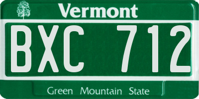 VT license plate BXC712