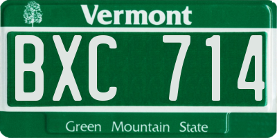 VT license plate BXC714