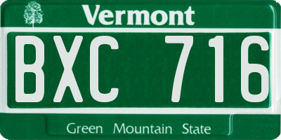 VT license plate BXC716