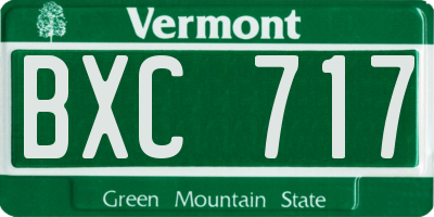 VT license plate BXC717